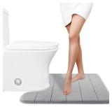 Yimobra Memory Foam Toilet Bath Mat U-Shaped, Commode Contour Rug, Soft and Comfortable, Super Water Absorption, Non-Slip, Thick, Machine Wash and Easier to Dry for Bathroom, 24 X 20 Inches, Grey