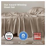 Bedsure King Size Sheets Set, Cooling Sheets for Hot Sleepers, Rayon Derived from Bamboo, Breathable & Soft, Deep Pocket Up to 16 Inches, Hotel Luxury Silky Bedding, Simply Taupe