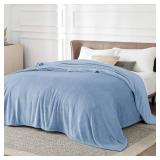 Bedsure GentleSoft Fleece Bed Blankets Queen Size Light Blue - Soft Lightweight Plush Fuzzy Cozy Luxury Blanket Microfiber, 90x90 inches