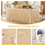 2 Packs Dark Champagne Polyester Table Clothes for 6 Foot Rectangle Tables, Wrinkle Free Fitted Table Cover 6ft Stretch Tablecloths with Skirt for Parties Weddings Birthday Banquet Baby Shower