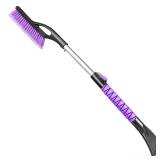 HEEYA Ice Scraper and Brush for Car, Extendable Snow Brush and Ice Scraper for Car Windshield Window, Car Snow Scraper and Brush with Foam Grip for SUV Truck Automobile Vehicle - Purple