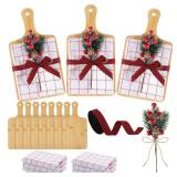 Amyhill 8 Set Christmas Kitchen Gifts Christmas Cutting Board Set with Red Berry Tea Towels Xmas Charcuterie Boards Cooking Housewarming Neighbor Gifts for Kitchen Holiday Party Decor