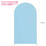 Wokceer 7.2FT Wedding Arch Cover Spandex Fitted Wedding Arch Stand Covers Round Top Chiara Arch Backdrop Cover for Birthday Party Ceremony Banquet Decoration Dusty Blue