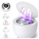 Dental Ultrasonic Retainer Cleaner Machine: 45kHz Dental Cleaning Pod for Denture, Mouth Guard, Night Guard, Aligner, Braces, Toothbrush Head & Jewelry, UV Cleaner with Digital Timer & 4 Modes, White