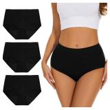 Allbase Incontinence Underwear for Women High Absorbency Period Panties Ladies Leakproof Protective Menstrual Postpartum Bladder Control Washable Cotton Briefs Black Multipack Plus Size