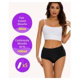 Allbase Incontinence Underwear for Women High Absorbency Period Panties Ladies Leakproof Protective Menstrual Postpartum Bladder Control Washable Cotton Briefs Black Multipack Plus Size