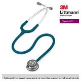 3M Littmann Classic III Monitoring Stethoscope, 5623, More Than 2X as Loud, Weighs Less, Stainless Steel Chestpiece, 27\" Caribbean Blue Tube