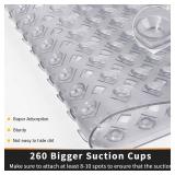 Yimobra Non Slip Bath Mat, Super Strong Suction Cups,34.5\"x15.5\"Long Tub Mat with Drain Holes, Machine Washable Fast Draining Shower Mats, Bathroom Essentials,Clear Gray
