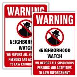 Berpahome (2 Pack) Neighborhood Watch Sign, 10 x 7 Inches, 120 Mil Plastic, UV Protected, Weather Resistant, Waterproof, Durable Ink, Easy To Mount