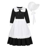Rayekrot Pioneer Costume for Girls Colonial Dress Girls Pilgrim Outfit Halloween Cosplay Costumes (9-10 Years)