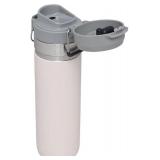 Stanley Quick Flip GO Water Bottle 24 oz | Push Button Lid | Leakproof and Packable for Travel and Sports | Insulated Stainless Steel | BPA-Free | Rose Quartz (used)