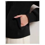 SUUKSESS Women Chunky Knit Cashmere Blend Sweaters Zip up Oversized Hoodies Cardigan with Pockets Long Sleeve Fall Jackets Outerwear (Black, XL)