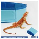 Goblfu Bearded Dragon Foldable Bath Pool, Collapsible Wading Pool, Swimming Pool Bathtub for Puppy Small Dogs Cats