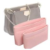 Vercord Felt Purse Organizer Insert Pochette Handbag Insert Bag in Bag for Multi Pochette Accessories Add Zipper Pocket Pink