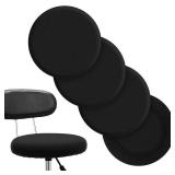 Tatuo Round Bar Stool Seat Covers Washable Stool Cushion Slipcover Elastic Bar Chair Covers for 14-17 Inch Chair (Black,4 Pieces)