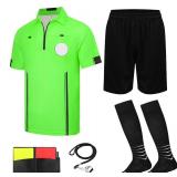 5Pcs Soccer Referee Shirt Jersey Kit Official Short Sleeve Ref Shirts Uniform Halloween Costume for Men & Women Green L