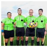 5Pcs Soccer Referee Shirt Jersey Kit Official Short Sleeve Ref Shirts Uniform Halloween Costume for Men & Women Green L
