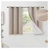Lajode 45 Inch Length Linen Blackout Curtains for Short Cafe Window, Thermal Insulated Light Blocking Soundproof Privacy Burlap Curtains 2 Panels, Each 38 Inch Wide Beige