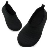 Deevike Kids Water Shoes Boys Grils Barefoot Quick Dry Aqua Socks Beach Shoes for Toddler Sports Swim Surf Outdoor Walking Black-24.25