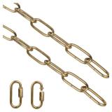 Helunsi Lighting Chain, 6 Feet Imitation Copper Light Fixture Chain, Metal Chandelier Chain Extension with Connection Link Lock, Heavy Duty Hanging Chain Lamp Fixture Pendant Ceiling Decorative Kit 6