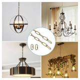 Helunsi Lighting Chain, 6 Feet Imitation Copper Light Fixture Chain, Metal Chandelier Chain Extension with Connection Link Lock, Heavy Duty Hanging Chain Lamp Fixture Pendant Ceiling Decorative Kit 6