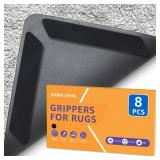 ZONGOOL 8 PCS Rug Tape, Reusable Washable Carpet Tape, Double Sided Non-Slip Rug Pads for Hardwood Floors, Rug Stoppers for Area Rugs, Black