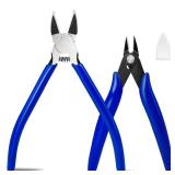 2 Pack Wire Cutters Set, 6\" and 5\" Ultra Sharp Flush Cutters, Carbon Steel Wire Cutters for Crafting, Electronics, 3D Prints, Jewelry Making, Model Sprue, Zip Ties(6\"+ 5\", Blue, 2 Pack)