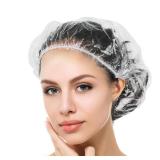 Auban 100PCS Disposable Shower Caps, Plastic Clear Hair Cap Large Thick Waterproof Bath Caps for Women, Hotel Travel Essentials Accessories Deep Conditioning Hair Care Cleaning Supplies(20.5\")