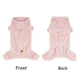 Topbuti Plush Dog Pajamas for for Small Dogs Cats, Dog Sweater with Leash Ring Ultra Soft Warm Pet Clothes Puppy Onesie Outfits Doggy Pjs Jumpsuit for Winter Christmas (Pink, Small)