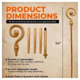 Nicky Bigs Novelties Adult Gold Saint Nicholas Shepherd Staff Lightweight Adjustable Cane, Priest Pope Bishop, Wizard, Pharaoh & Holiday Events - Halloween Props & Cosplay Costumes - Gold, One Size