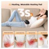 Portable Cordless Heating Pad Cramps:COSYGLOW 6 Heat Levels 6 Massage Modes, 3S Fast Heating,Period Menstrual Electric Heating Pad for Back Pain Relief,Christmas Gifts for Women and Girls(Black)