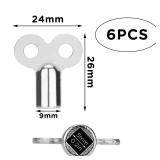 TOYMIS 6Pcs Radiator Valve Keys, Radiator Bleed Hole Key Radiator Vent Air Valve Key Plumbing Valve Key for Radiators and Faucet (Silver)