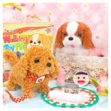 Tagitary Plush Toys Puppy Electronic Toy Dogs That Walk and Bark,Tail Wagging Fake Dog Interactive Dog Toy for Kids with Leash,Easter Christmas Birthday Gift for Toddlers Kids