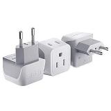 Ceptics CT-9C Continental European Travel Adapter Plug - Type C (3-Pack)