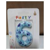 Blue Paw Print #6 Birthday Candle