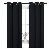 NICETOWN Living Room Blackout Curtains and Drapes, Black Solid Thermal Insulated Grommet Blackout Drapery Panels for Window (2 Panels, 34 inches Wide by 63 inches Long, Black)