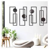 Zzbakress 4 Pcs Large Black Wall Decor Abstract Metal Wall Art Minimalist Geometric Wall Decor for Living Room Modern Single Line Art Decoration for Bedroom Study Bathroom Kitchen (Concise, 4)