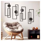 Zzbakress 4 Pcs Large Black Wall Decor Abstract Metal Wall Art Minimalist Geometric Wall Decor for Living Room Modern Single Line Art Decoration for Bedroom Study Bathroom Kitchen (Concise, 4)