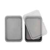 GoodCook Set of 2 Nonstick Steel 13" x 9" Cake Baking Pans with Covers, Gray