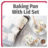 GoodCook Set of 2 Nonstick Steel 13" x 9" Cake Baking Pans with Covers, Gray