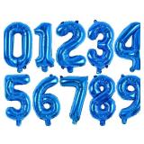 TONIFUL Balloons 16 Inch Blue 0-9 Number Mylar Foil Balloons 10 Pcs Blue Custom Digital Balloons for 2026 New Year Eve Birthday Engagement Graduations Anniversary Baby Shower