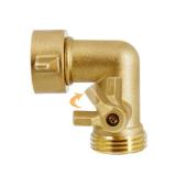 SICILAMIU 90 Degree Garden Hose Elbow with Shut Off Valves, 3/4" Solid Brass Water Hose Connectors and Fittings Hose Pipe Adapter with Washers for RV Water Hookups Residential Outdoor Faucets, 2 Pack