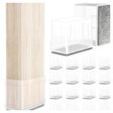 Rectangle Chair Leg Protectors for Hardwood Floors, Silicone Covers to Protect Wood Tile Floors Felt Pads Furniture Leg Caps Reduce Noise, Easy to Move,16 PCS Clear.