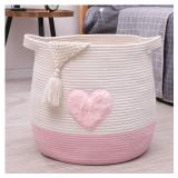 Childishness ndup Large Cotton Rope Basket, Woven Storage Basket for Toy, Laundry and Blanket Organizer Basket, Round Hamper Basket with Handles for Kid