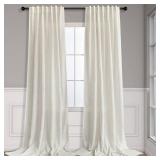 Natural Linen Back Tab Curtains 84 Inch Length for Living Room 2 Panel Pocket Drape Light Filtering Semi Sheer Neutral Country Rustic Farmhouse Boho Curtain Bedroom Muslin Look Ivory Cream Colored