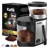 Kaffe Electric Burr Coffee Grinder (5.5oz) w/Adjustable Precise Coarseness Settings - Flat Burr - [Improved Motor] - Precision Coffee Bean Grinder for Home Use - Stainless Steel