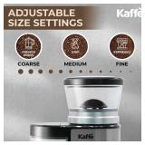 Kaffe Electric Burr Coffee Grinder (5.5oz) w/Adjustable Precise Coarseness Settings - Flat Burr - [Improved Motor] - Precision Coffee Bean Grinder for Home Use - Stainless Steel