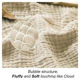 EMME Cotton Throw Blanket for Couch Soft Muslin Blankets 50"x60" Lightweight Breathable Blanket Light Tan All Season Gauze Blanket