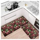 ALXRLXR Farmhouse Apples Kitchen Floor Mats 2Pcs,Non-Skid Cushioned Floor Comfort Mat for Kitchen, Doorway, Sink, Laundry,17 * 30+17 * 47 Inches