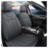 Pariiaotin Premium Leather Car Seat Covers Full Seats, Waterproof Front Seat Covers and Split Rear Bench Seat Covers for Cars,Universal Automotive Interior Covers for Sedan SUV Truck Van Pick-up,Gray